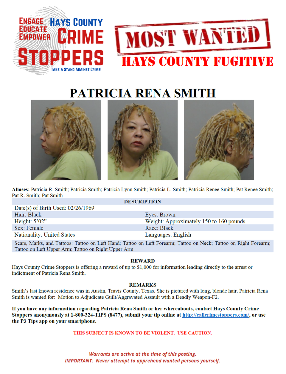 Smith most wanted poster