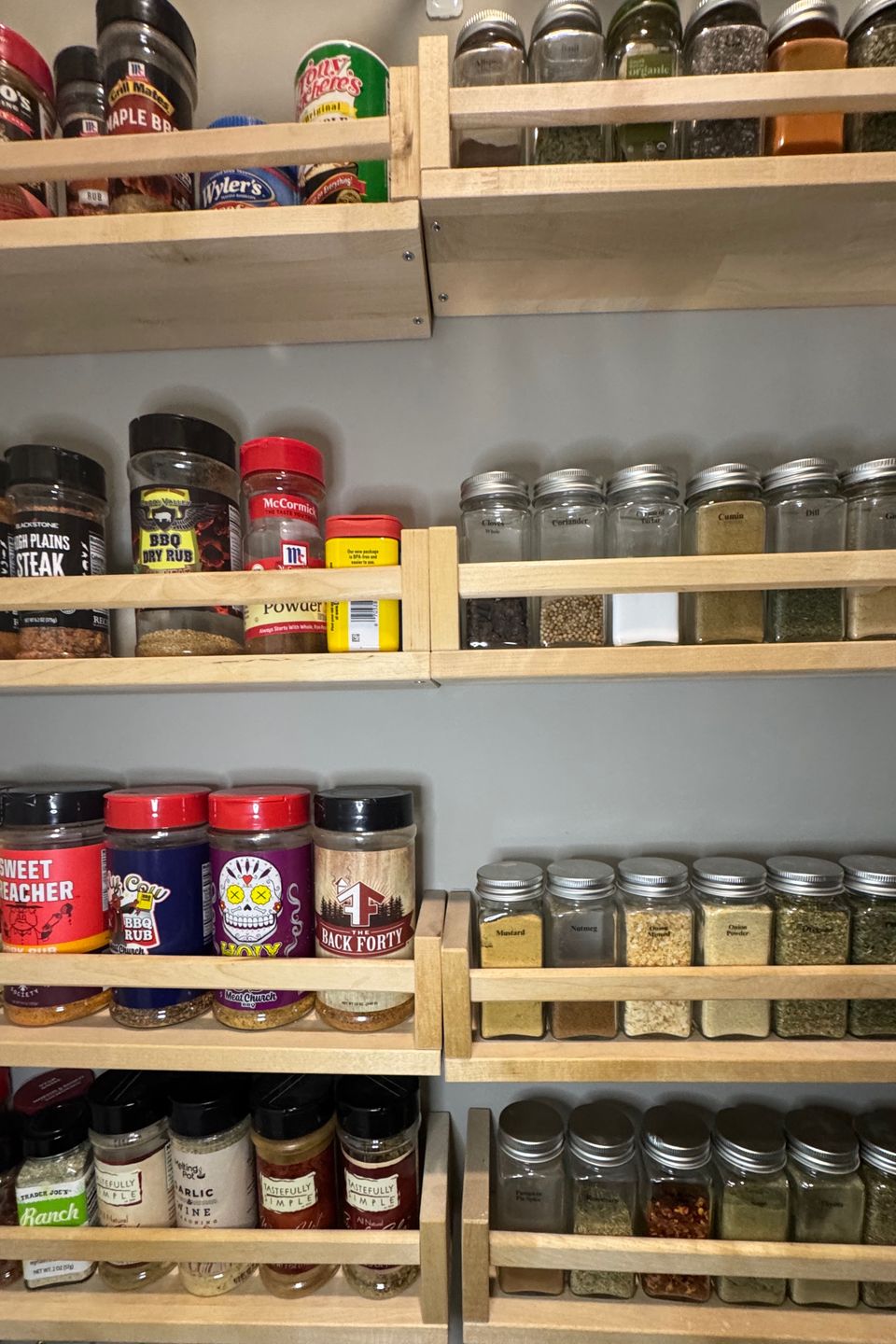 Spices on shelves