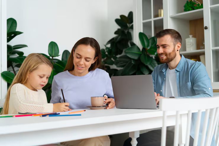 Parents working remotely