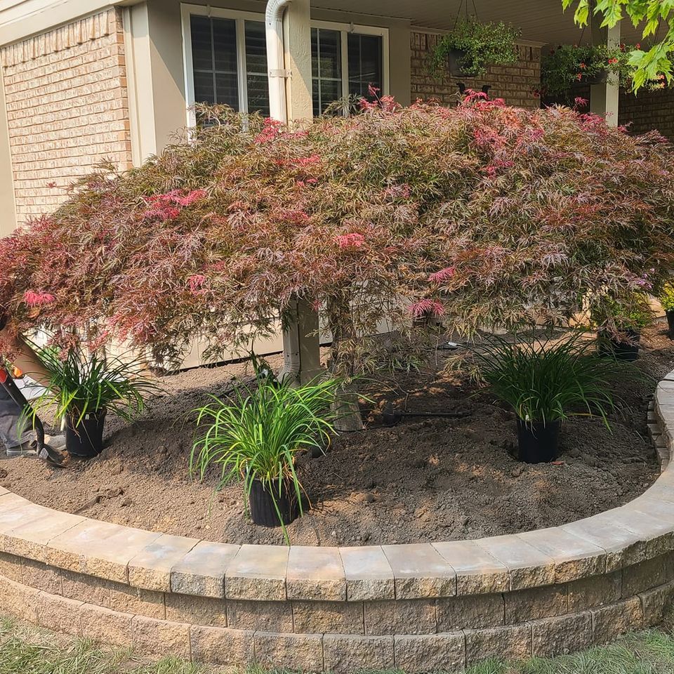 Vic's Landscaping working on plants for a client