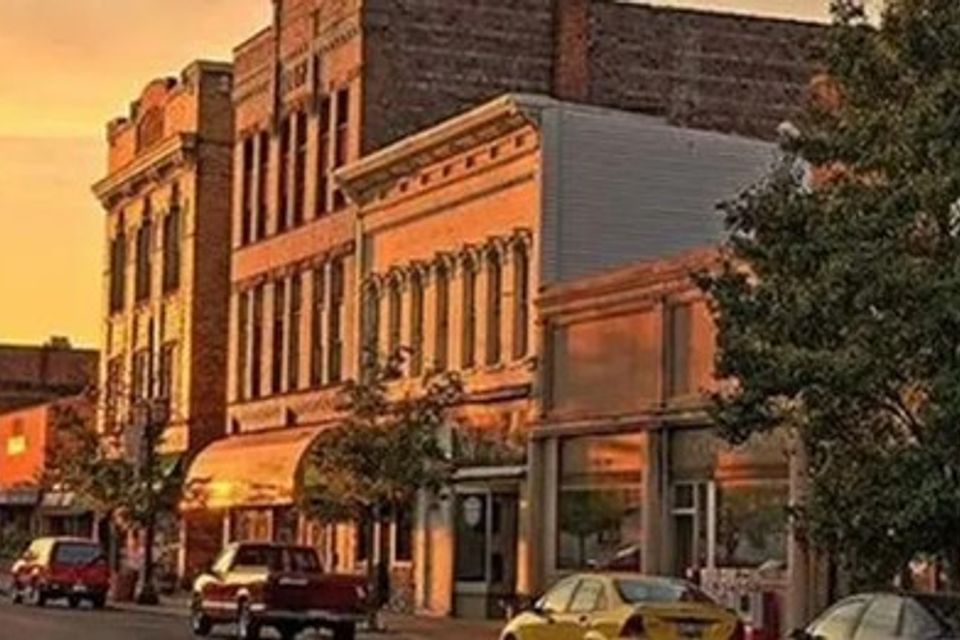 A beautiful sunset scene of downtown logan 