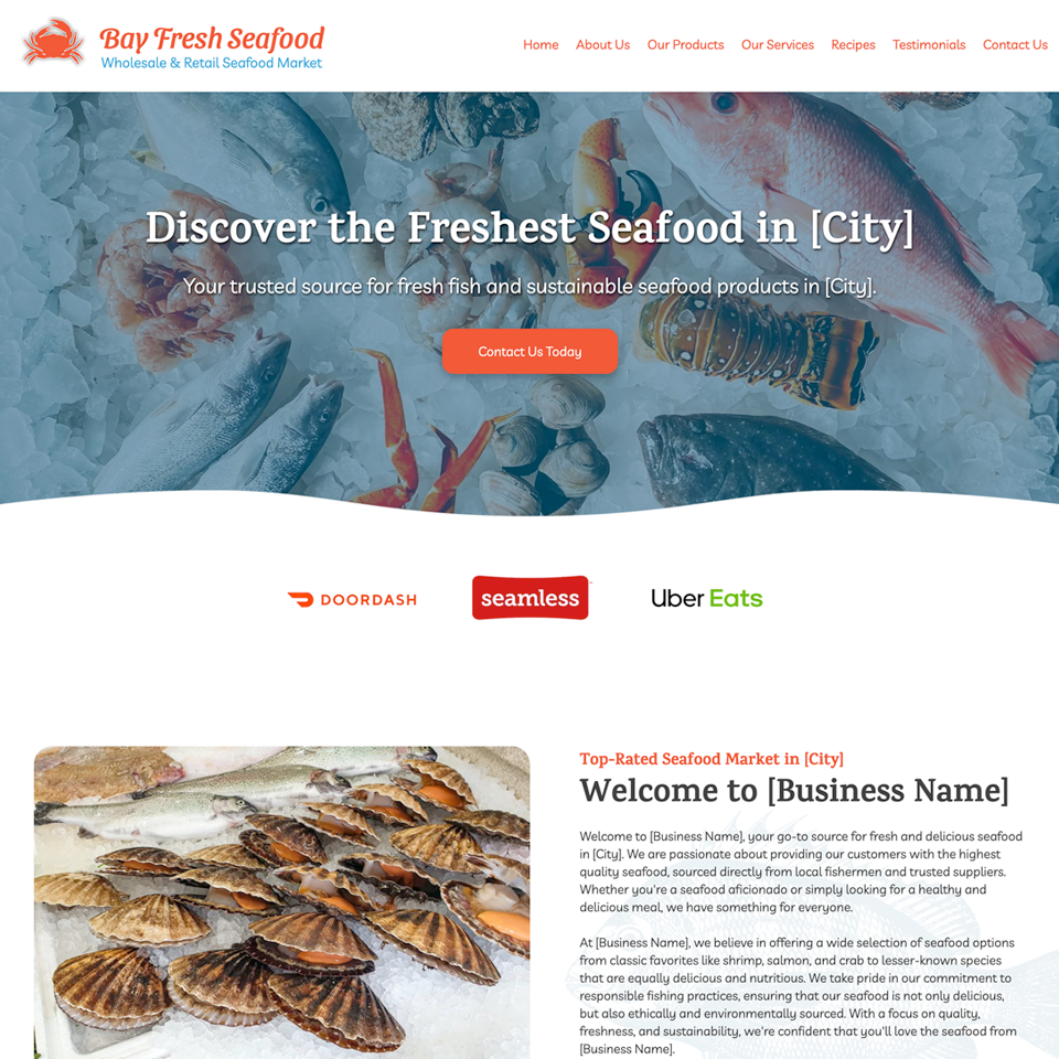 Seafood market website design theme