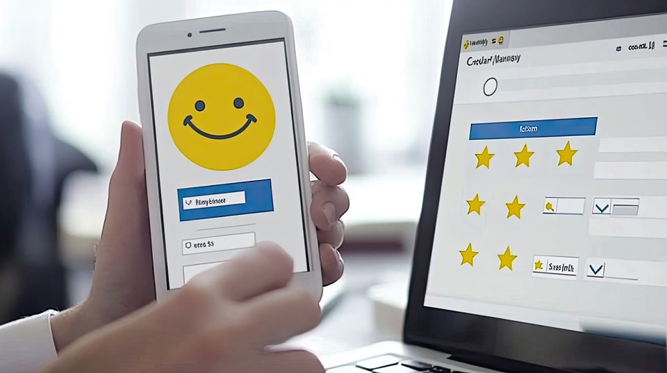 Vecteezy online feedback system on mobile phone with star rating on 66608794