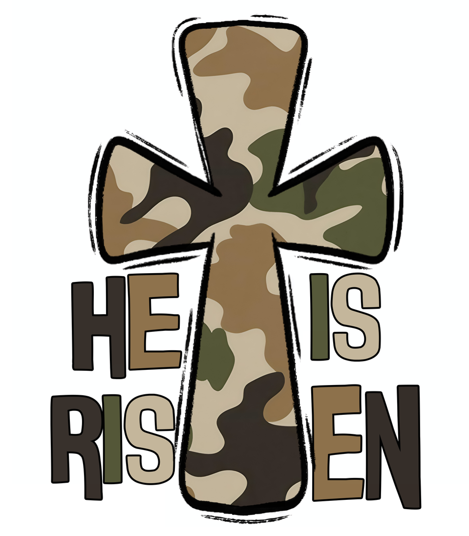 Faith   camo cross he is risen