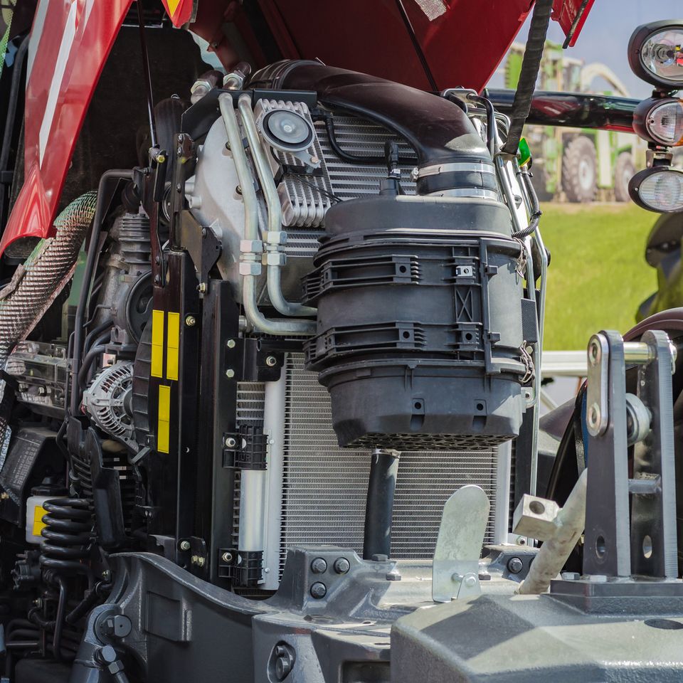 Tractor diesel engine radiator resized smaller
