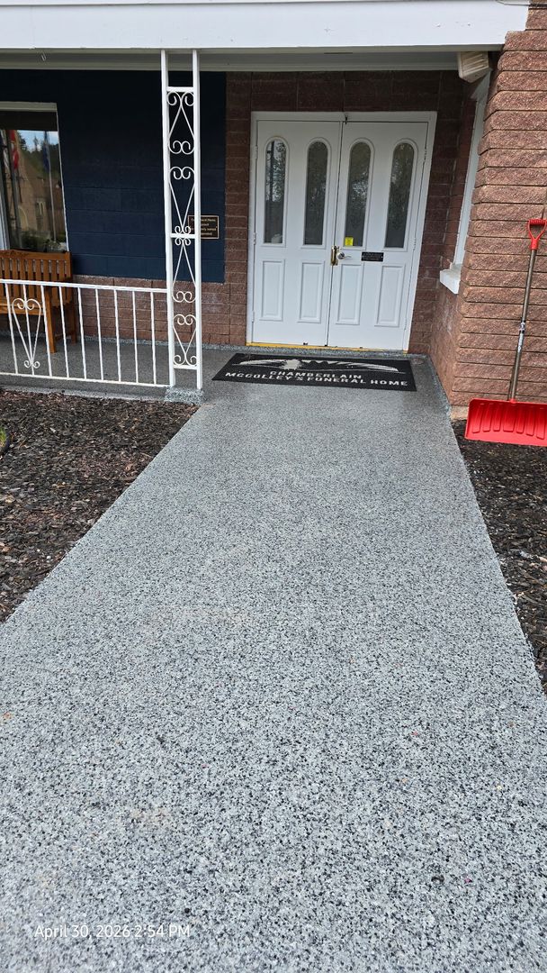 Flyhawk floor coatings epoxy flooring contractor hot springs sd rapid city sd speckled concrete walkway entrance bb18a761 cf2e 4d2f 9978 15aa80b7e16f