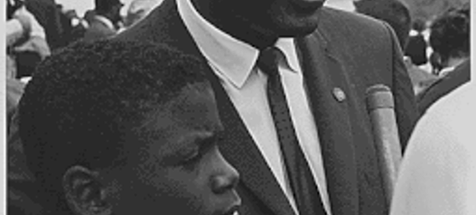 Civil rights march on washington  d.c. former national baseball league player  jackie robinson with his son.  08 28 1963