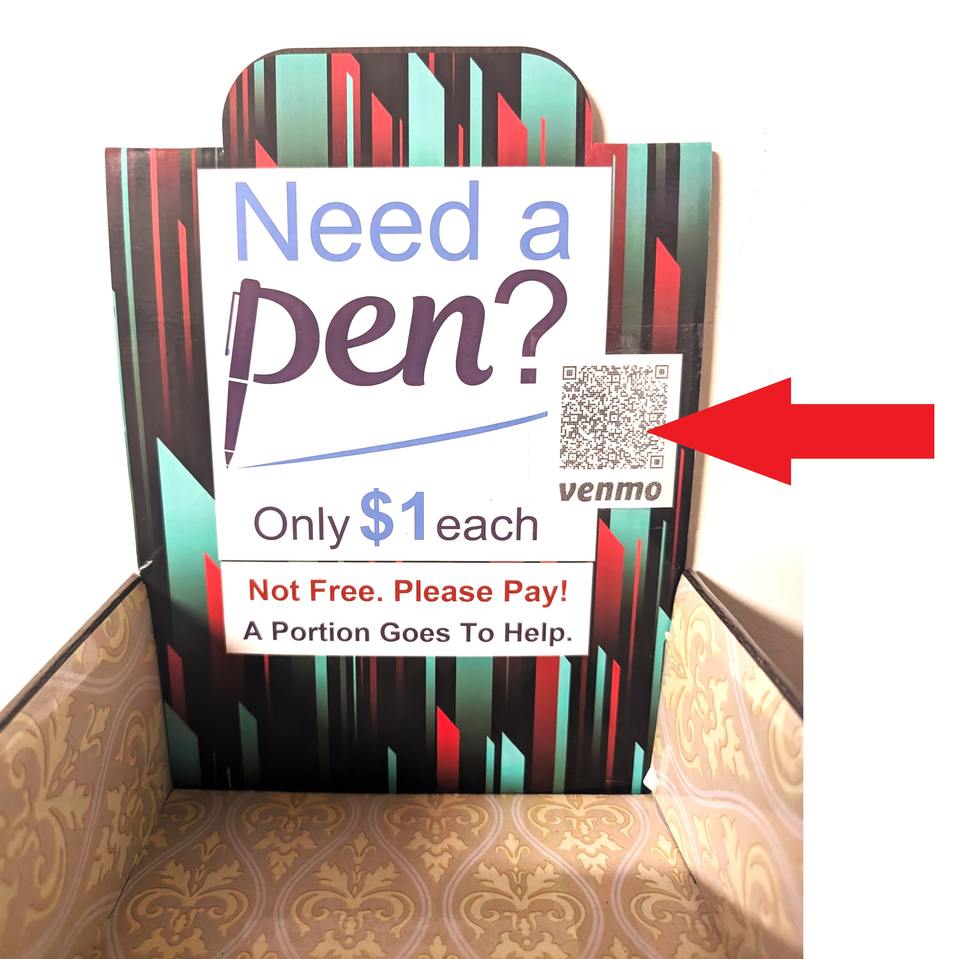 Venmo sticker on pen box2