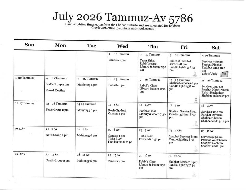 July cal