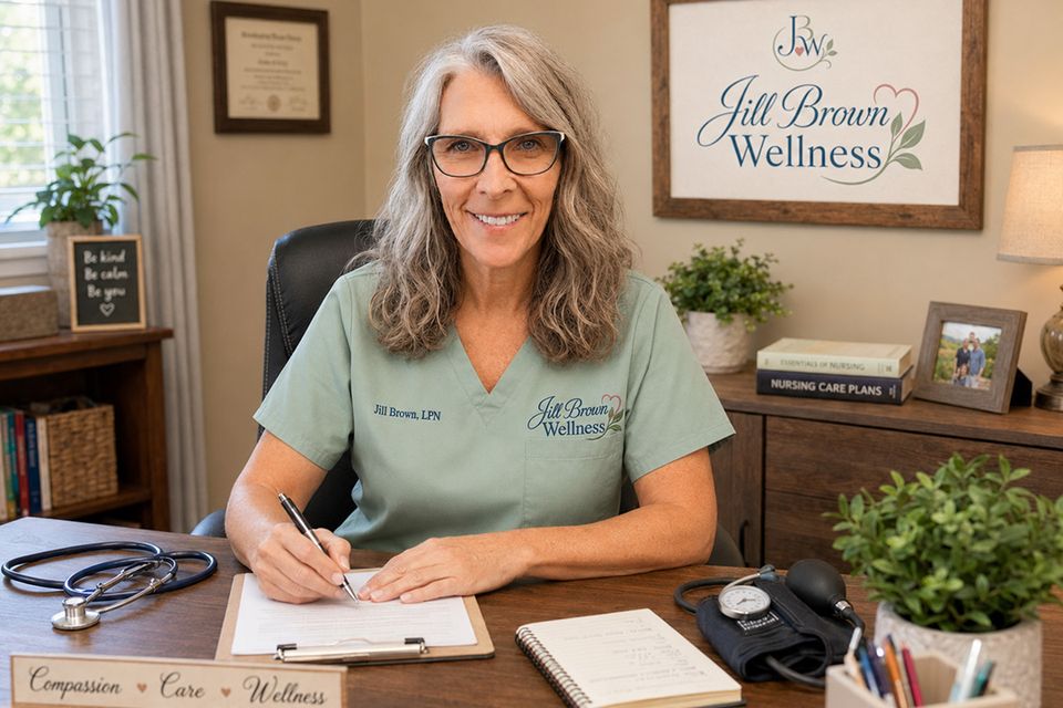 Jill brown at desk