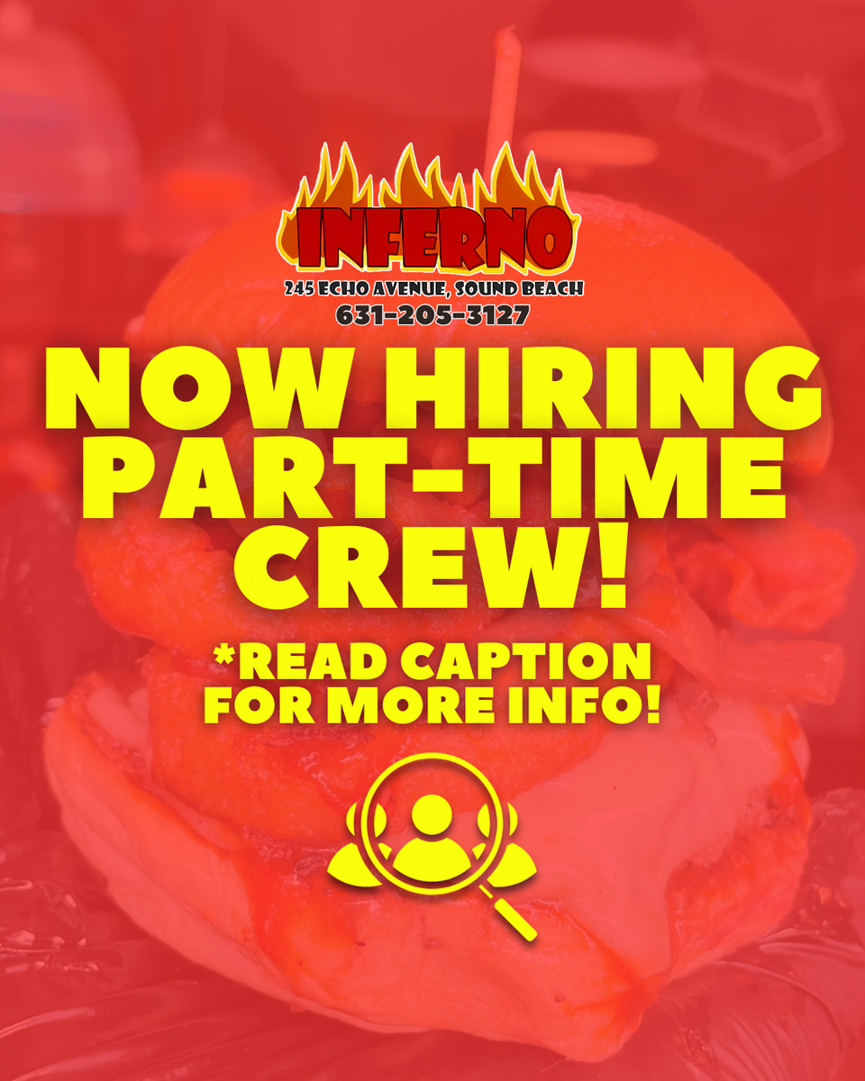 Inferno the Restaurant is hiring graphic