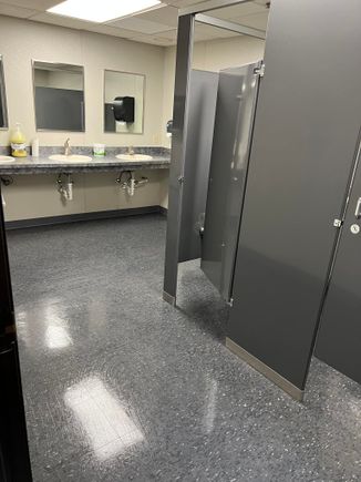 Polished bathroom flooring