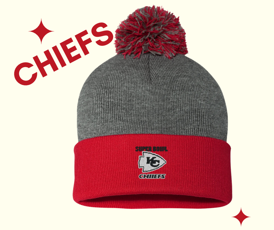 Eagles chiefs pom pom beanies   8