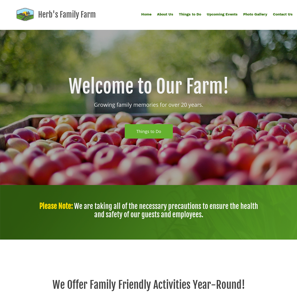 Family farm website design theme