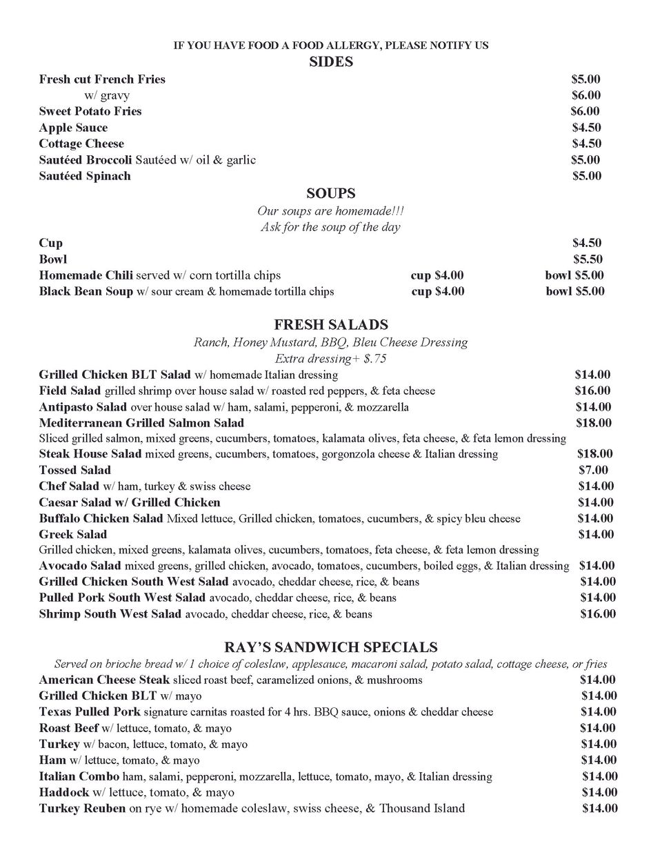 Lunch menu rays  page 2