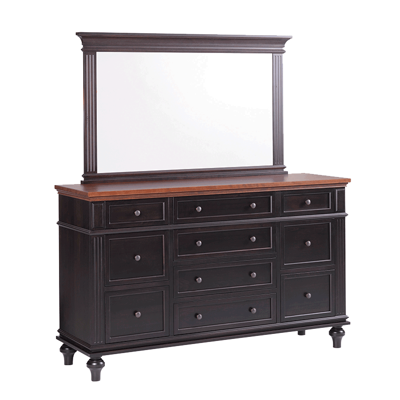 Trf hampton bun feet dresser w mirror b