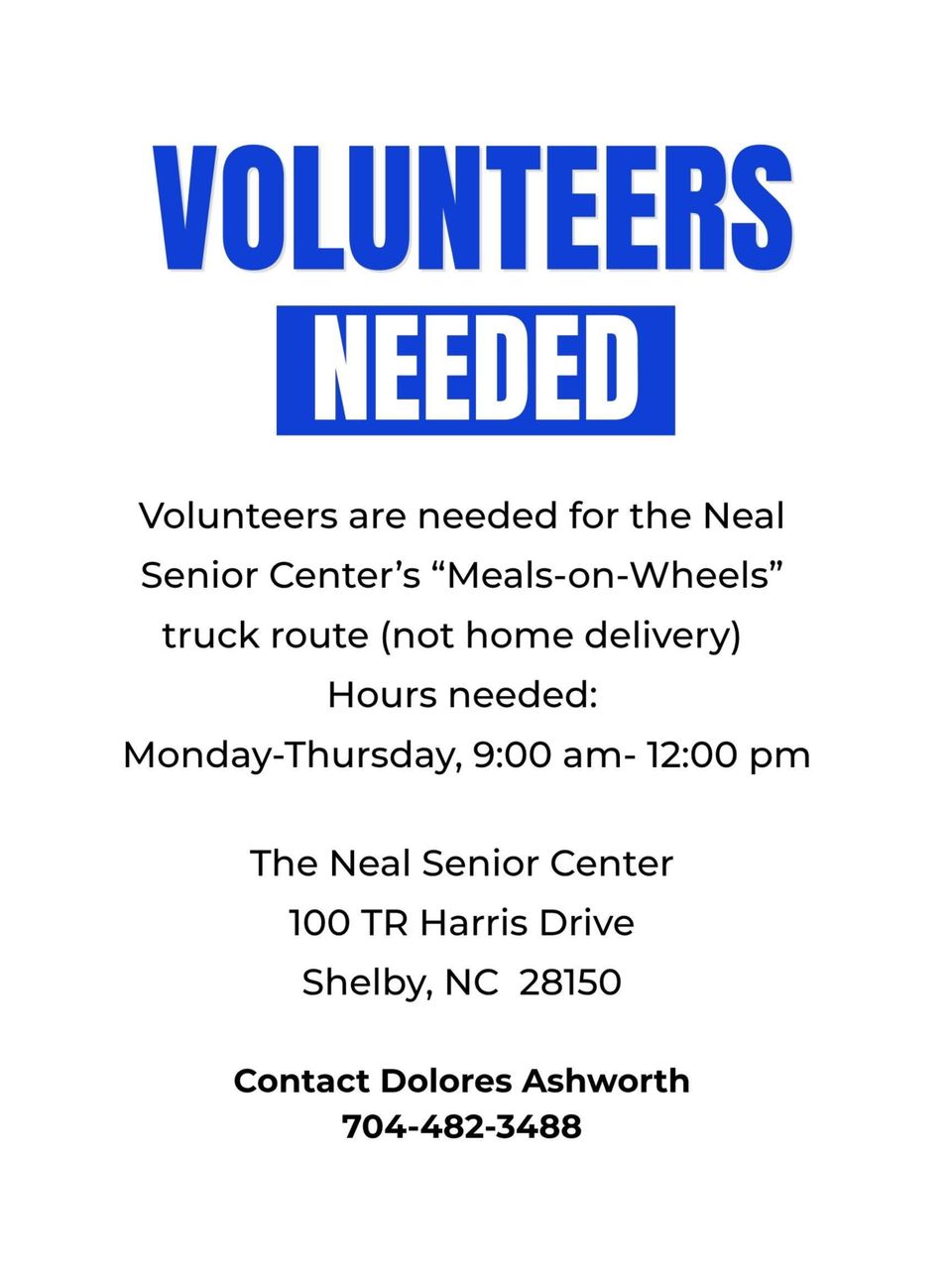 Poster volunteers needed mow