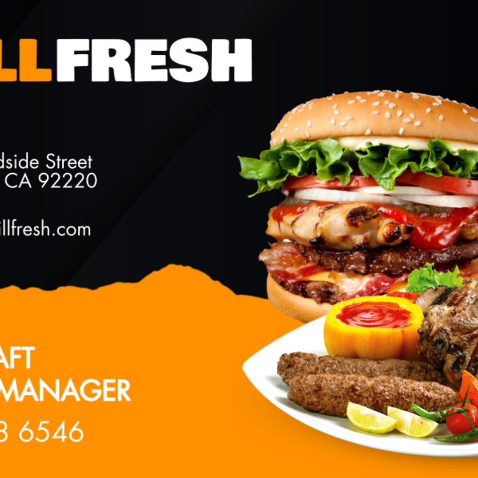 Yellow and black restaurant busines card desi