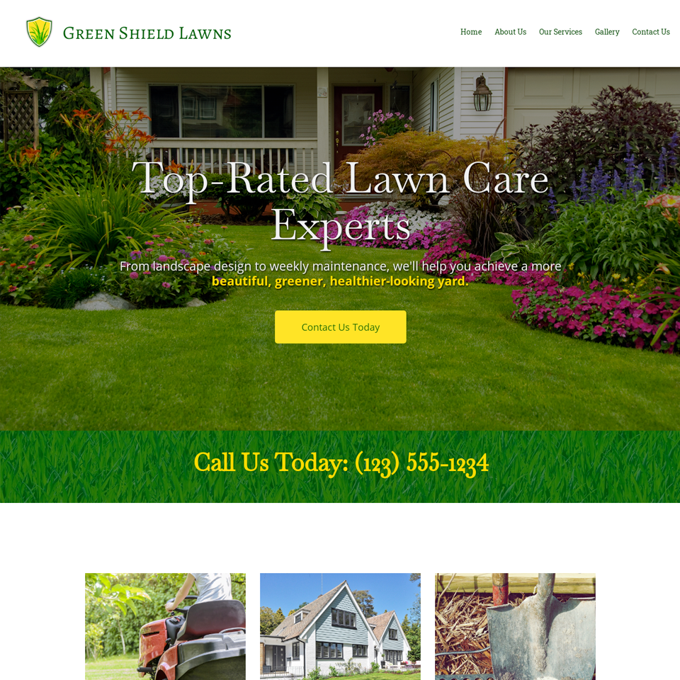 Lawn services website design template 960x960