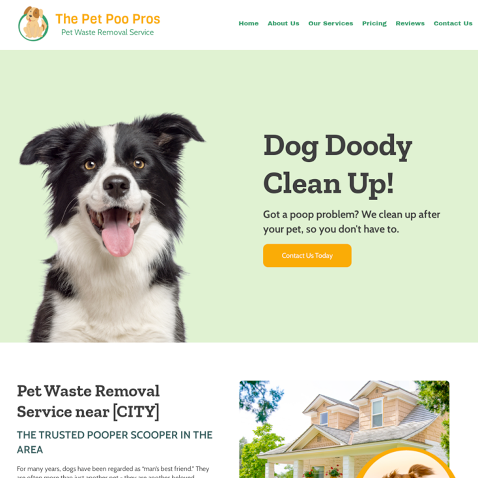 Pet waste removal website theme