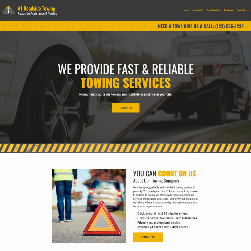 Towing copany website design theme