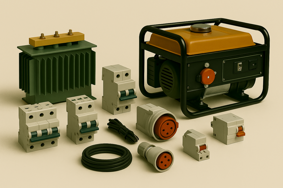 Transformer  generator  circuity breaker  wire cable  and fuses
