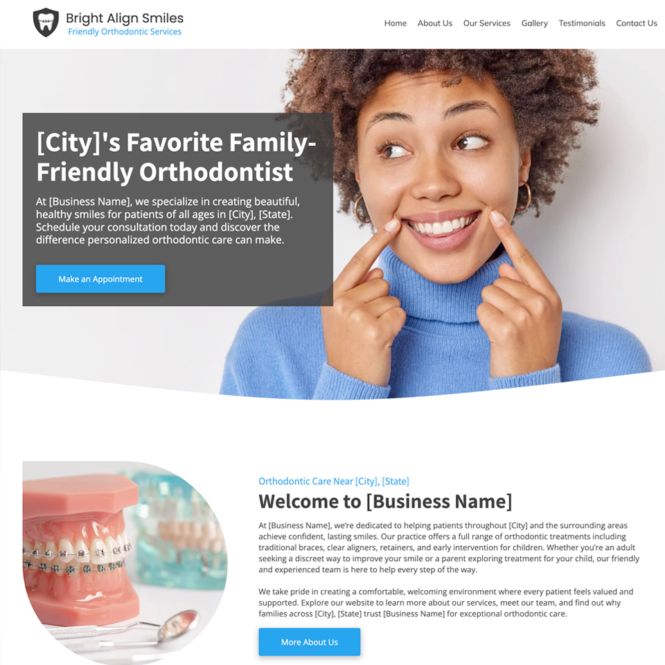 Orthodontist website design theme