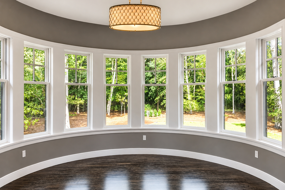 High en home builders bay windows