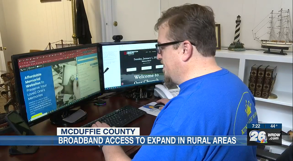 Kingdom Web Pros at work during a WRDW/WAGT News 12 interview in Thomson, Georgia