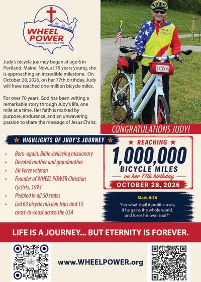 Back of the Judy Bowman One Million Miles mission flyer