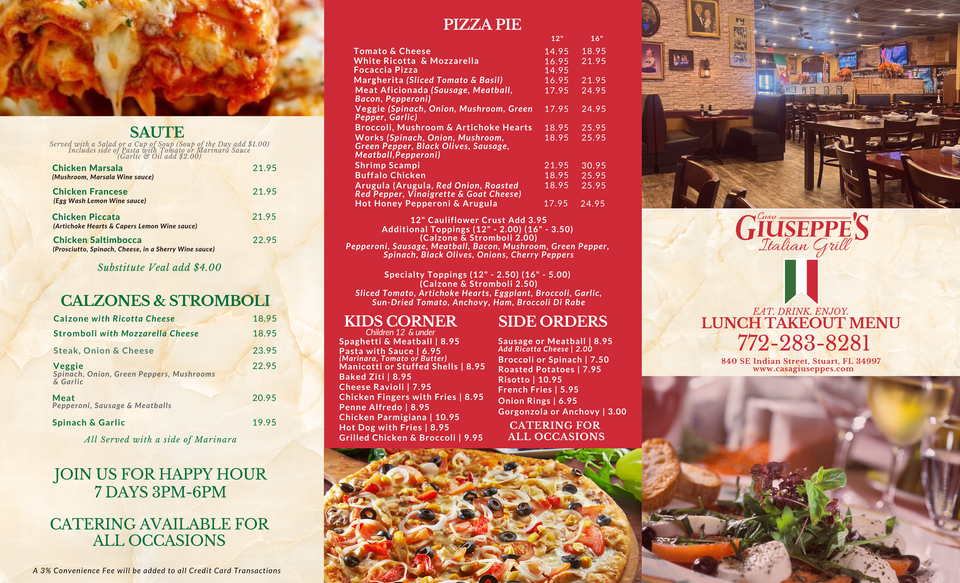 Lunch takeout menu back