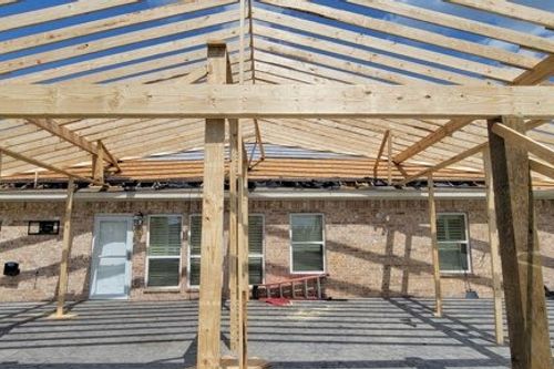 Open rafter framing for a new patio addition in Katy, TX