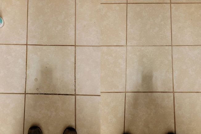 Tile cleaning before and after