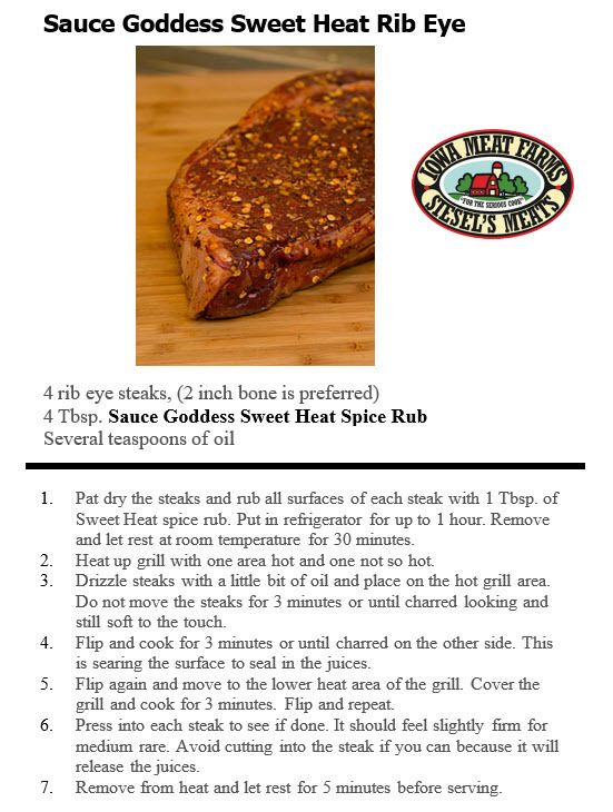 Sauce goddess sweet heat rib eye
