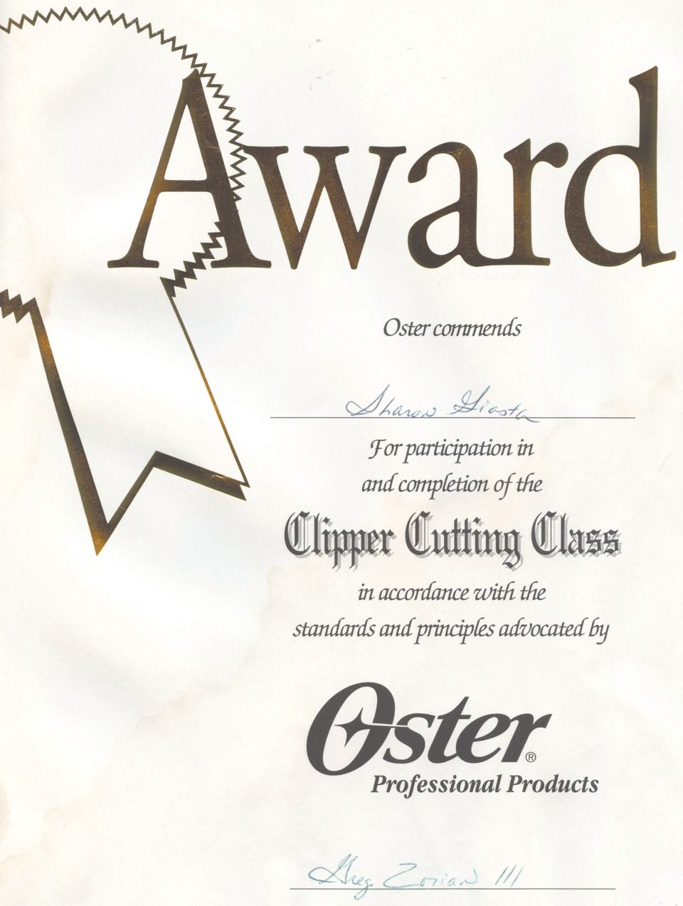 Oster award