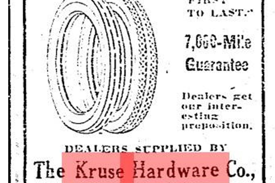 1919 newspaper kruse ad tire
