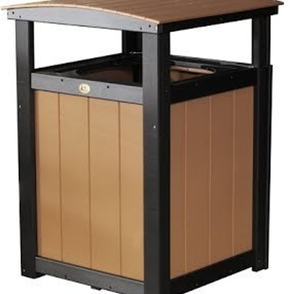Sunrise poly lawn   hardwood furniture   paden  oklahoma   luxcraft accessories   poly trash can cedar   black20180516 732 100v3cf