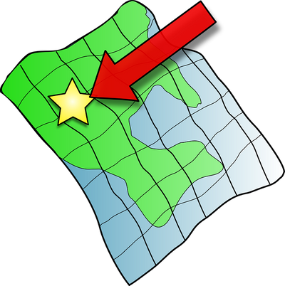 Map with arrow