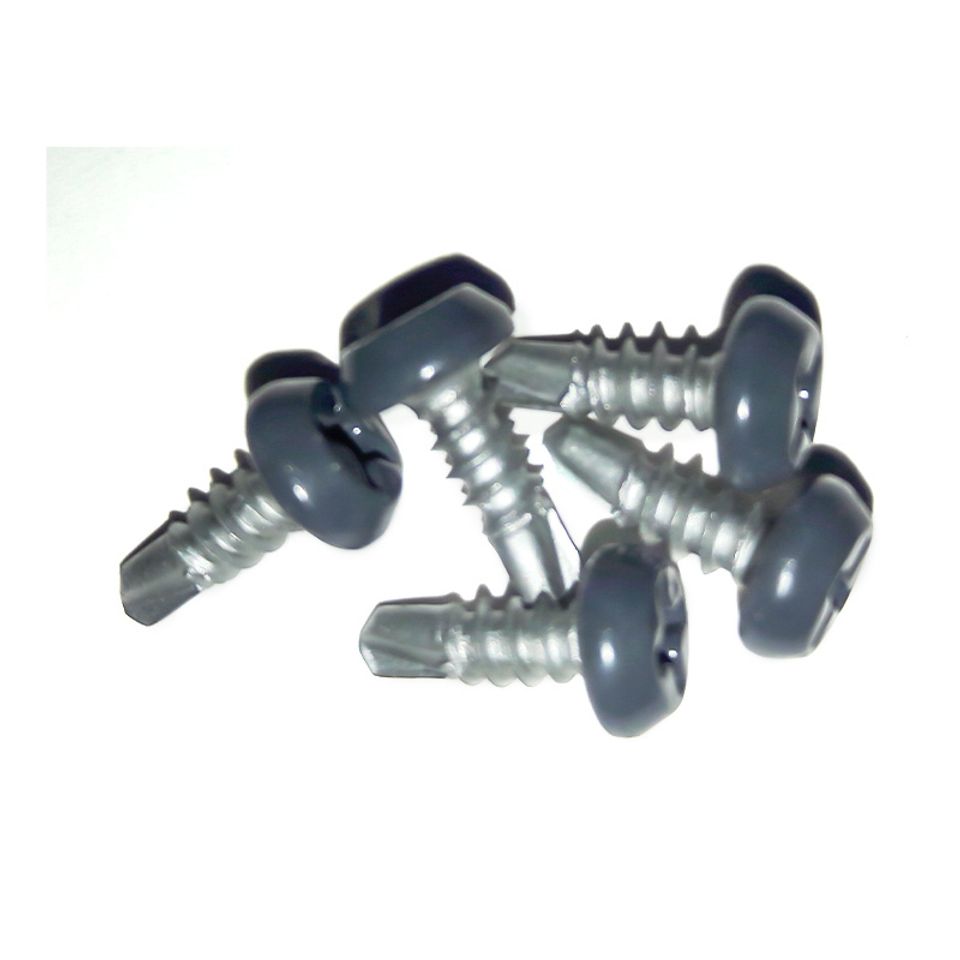 Dark grey phillip head self drilling tek point screws