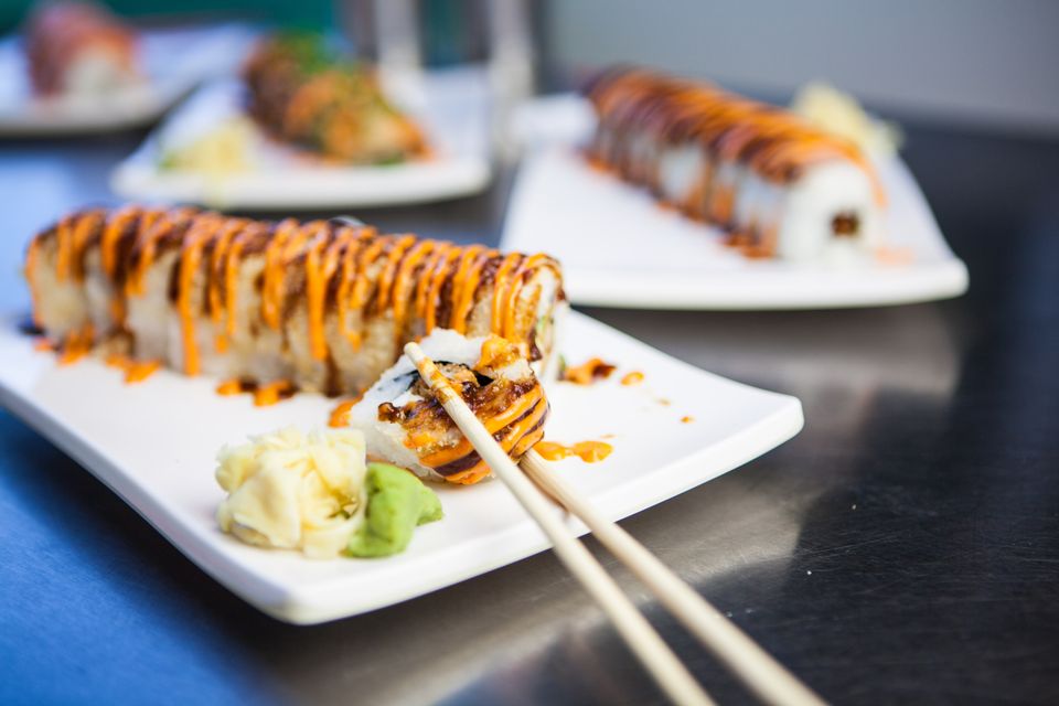 Sushi rolls professionally photographed for a restaurant Nhinja Sushi