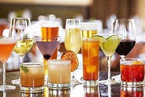 Mixture wine drinks on a tray