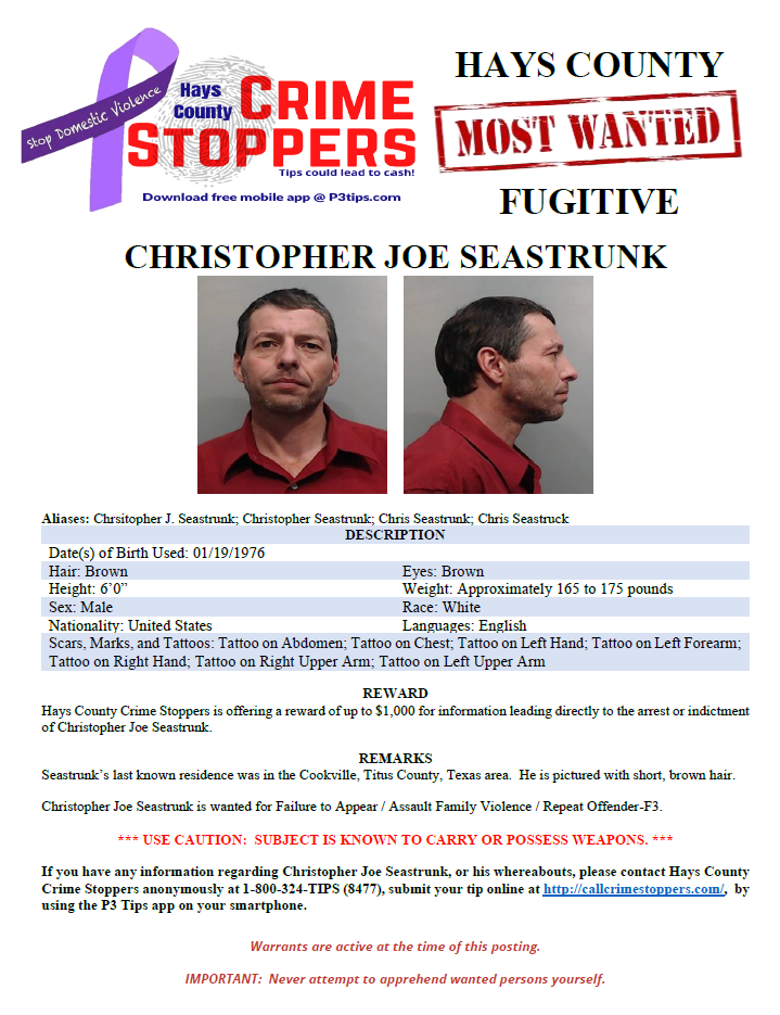 Seastrunk most wanted poster