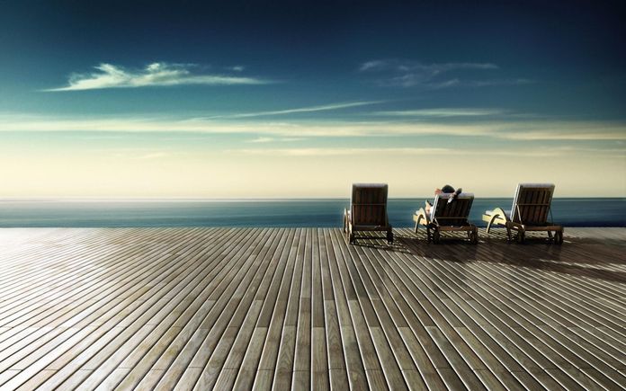 Sky shore hd wood floor wallpaper