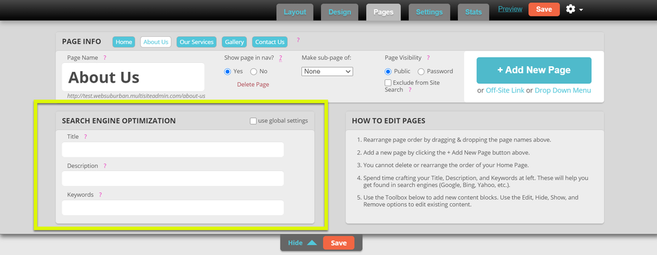 Add page tags