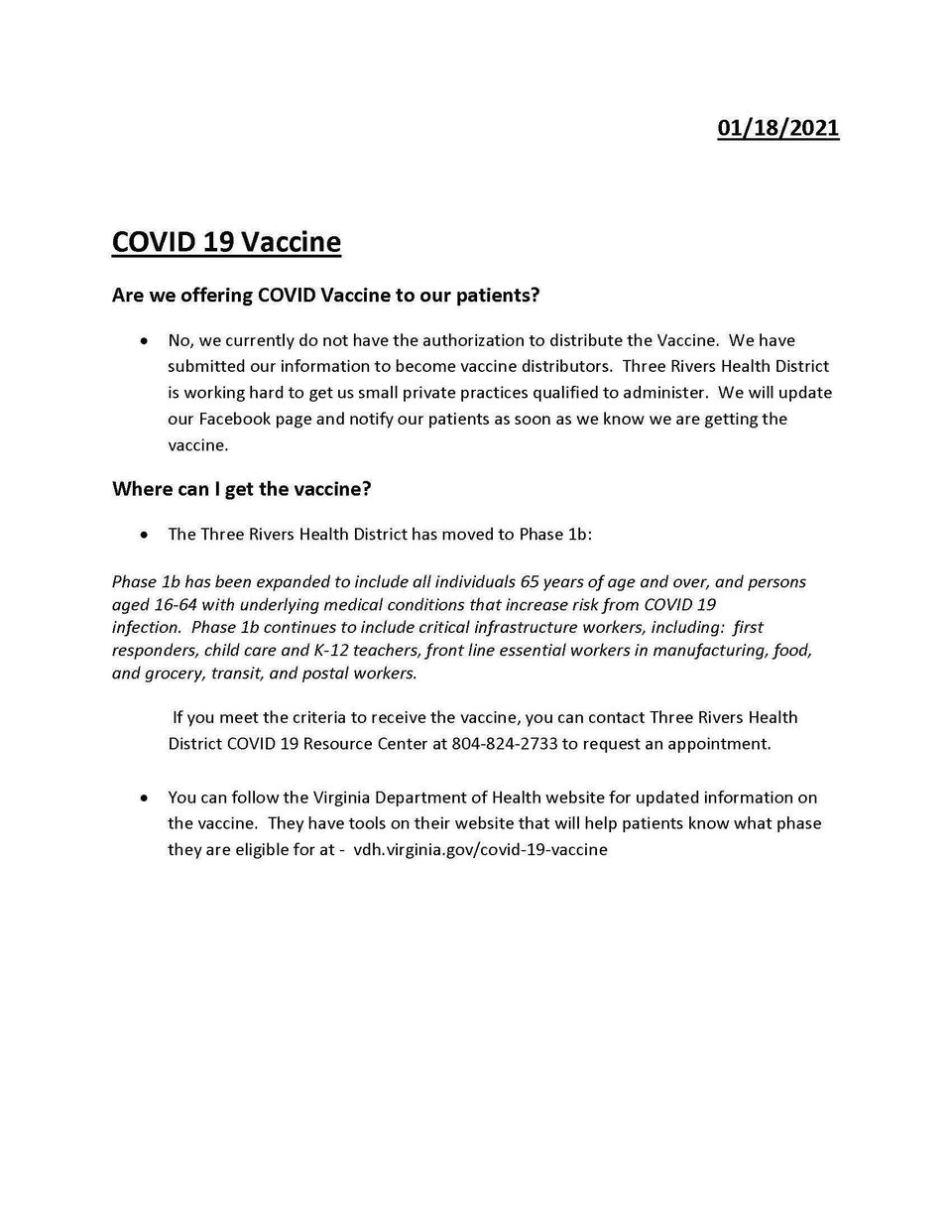 Covid 19 vaccine 20210118