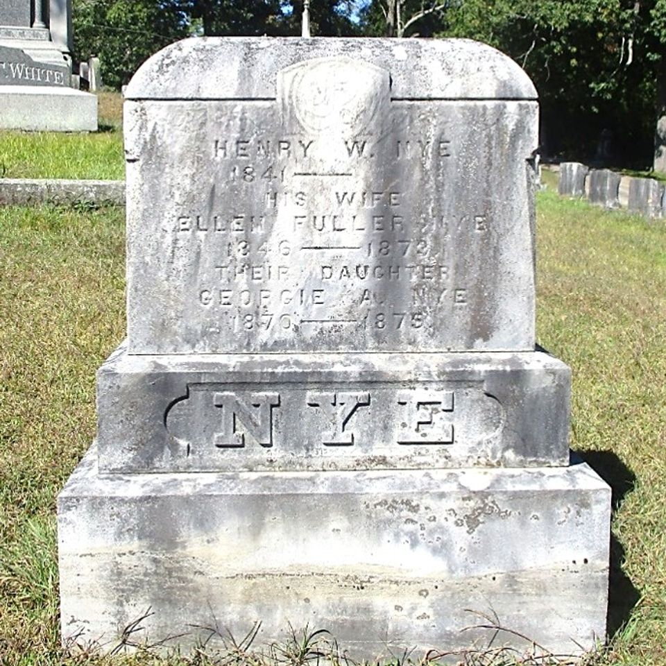 Nye family grave monument at evergreen cemetery in rutland, vermont