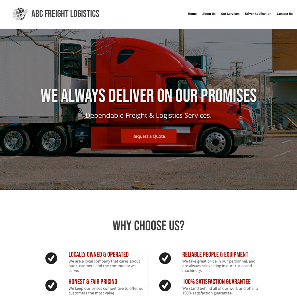 Logistics company website design 960x960