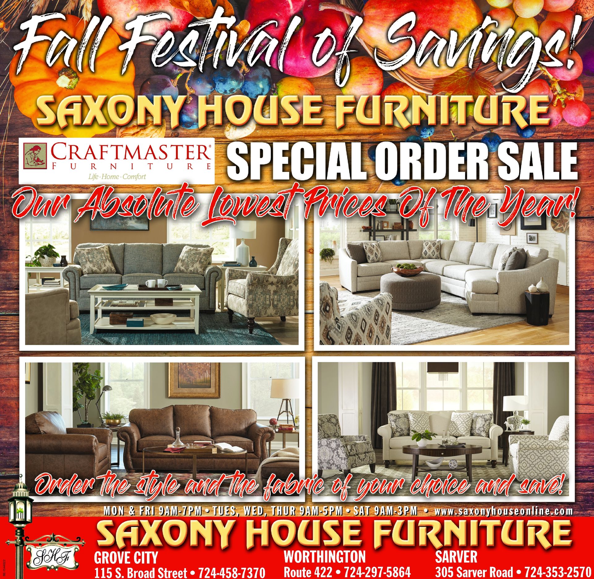 Saxony House Furniture Promotions