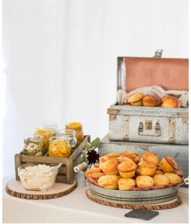 Fancy cornbread set up, Pig in a Pickle catering 