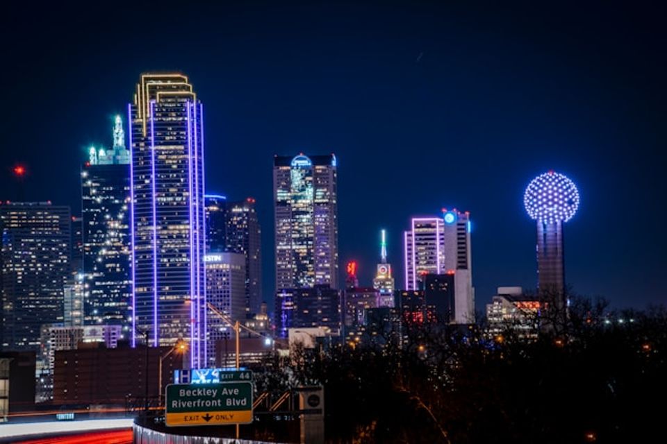 Dallas buildings at night